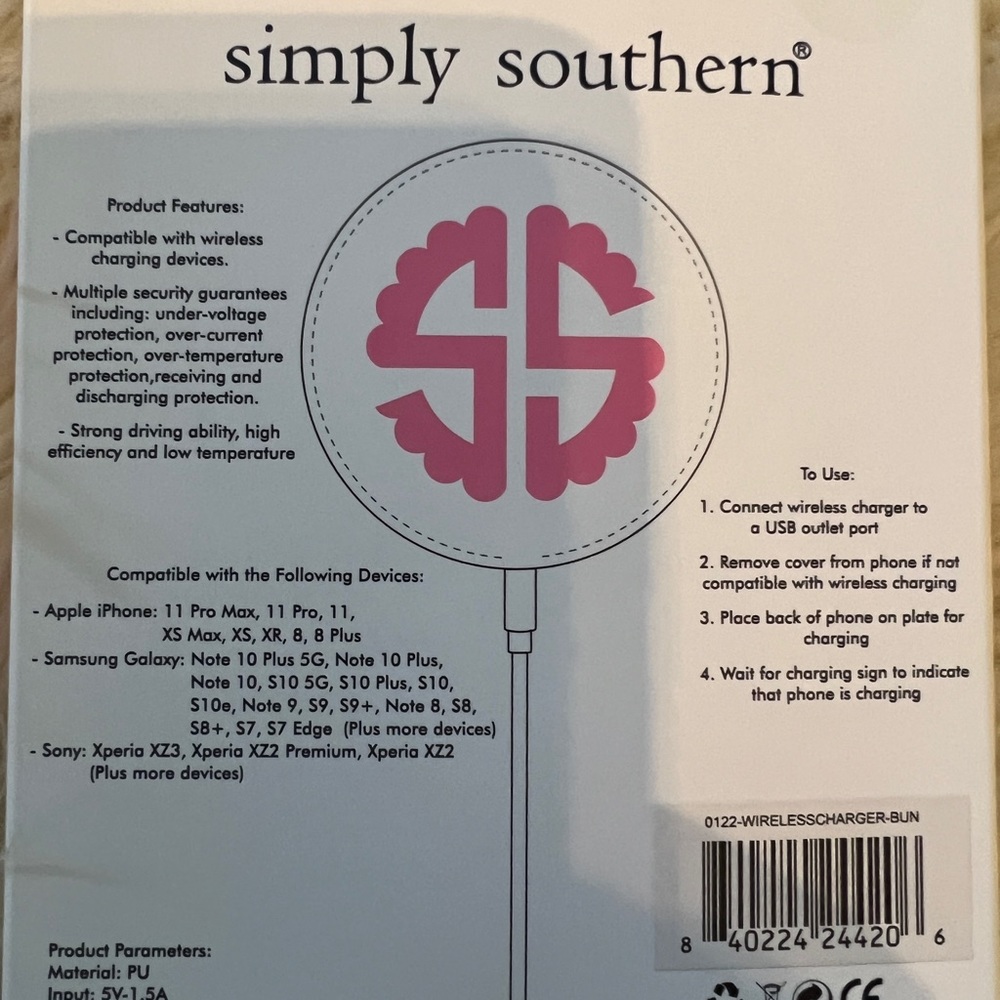Simply Southern Wireless Charger Messy Bun Life iPhone Samsung Cell Phone New - Picture 3 of 4